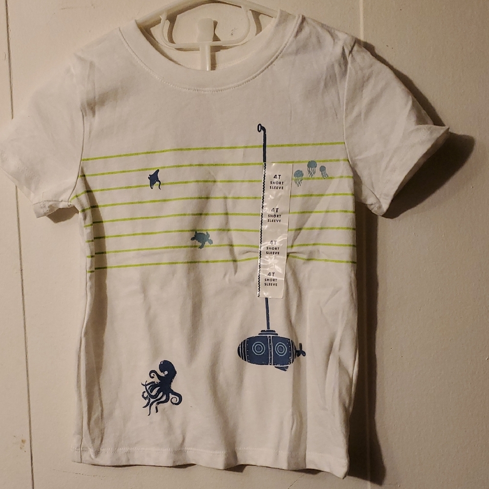 NWT Cat & Jack Kids Nautical Graphic Tee (Submarine, Sea Creatures) Size 4T